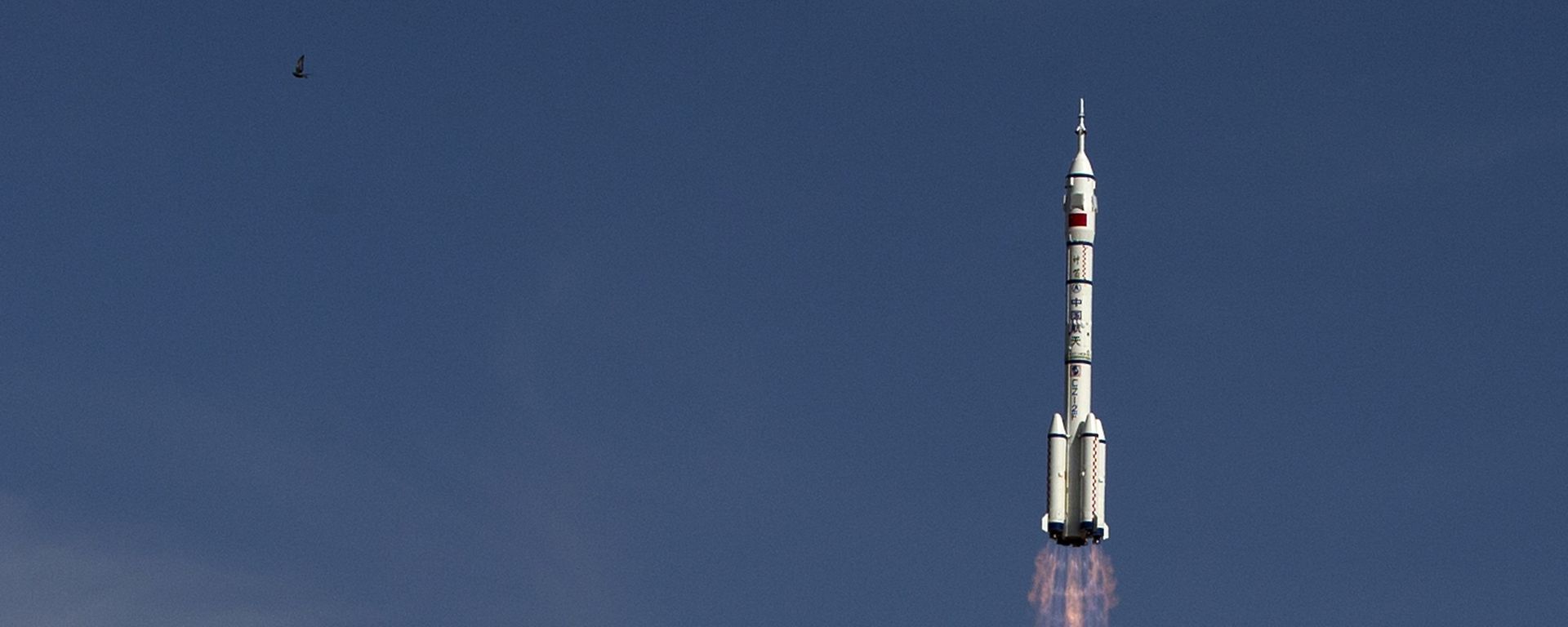 The Long March 2F rocket carrying the Shenzhou 10 capsule blasts off from the Jiuquan Satellite Launch Center as a bird flies, in Jiuquan, northwest China's Gansu Province - Sputnik International, 1920, 20.07.2023