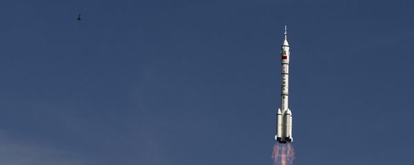 The Long March 2F rocket carrying the Shenzhou 10 capsule blasts off from the Jiuquan Satellite Launch Center as a bird flies, in Jiuquan, northwest China's Gansu Province - Sputnik International