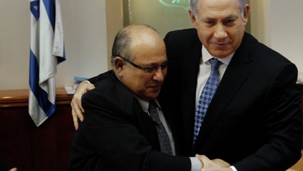 In this 2011 photo, Israel Prime Minister Benjamin Netanyahu hugs Meir Dagan, the then-director of Israel spy agency Mossad. - Sputnik International