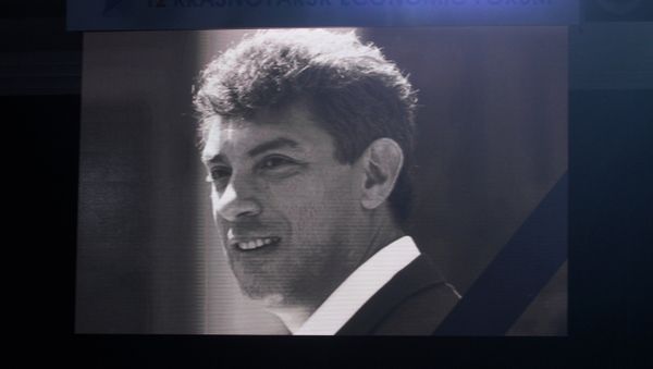 A portrait of the late Boris Nemtsov at a plenary meeting hall of the international business and exhibition center. Sibir. Participants in the third day of the 12th Krasnoyarsk Economic Forum commemorate the memory of the late politician Boris Nemtsov with a minute of silence before the session.12th Krasnoyarsk Economic Forum. Day Three A portrait of the late Boris Nemtsov at a plenary meeting hall of the international business and exhibition center. Sibir. Participants in the third day of the 12th Krasnoyarsk Economic Forum commemorate the memory of the late politician Boris Nemtsov with a minute of silence before the session.12th Krasnoyarsk Economic Forum. Day Three - Sputnik International