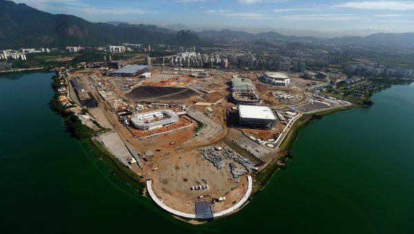 An aerial view of the Rio 2016 Olympic Park construction site in Rio de Janeiro An aerial view of the Rio 2016 Olympic Park construction site in Rio de Janeiro - Sputnik International