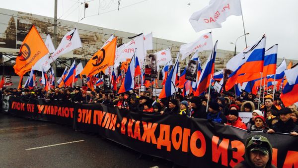 Funeral march in Moscow in memory of Boris Nemtsov Funeral march in Moscow in memory of Boris Nemtsov - Sputnik International