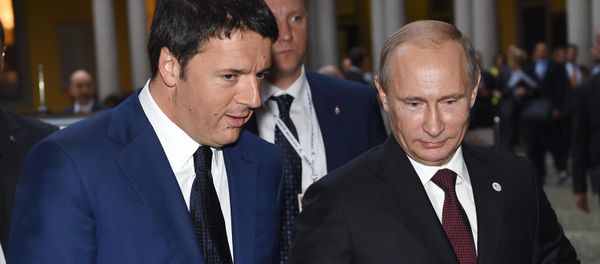 Italian Prime Minister Matteo Renzi, left, talks with Russian President Vladimir Putin. File photo Italian Prime Minister Matteo Renzi, left, talks with Russian President Vladimir Putin. File photo - Sputnik International
