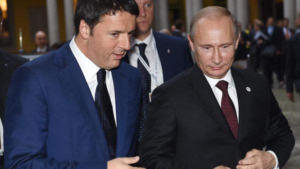 Italian Prime Minister Matteo Renzi, left, talks with Russian President Vladimir Putin. File photo Italian Prime Minister Matteo Renzi, left, talks with Russian President Vladimir Putin. File photo - Sputnik International