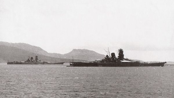 Musashi and Yamato in Truk Lagoon in early 1943 - Sputnik International
