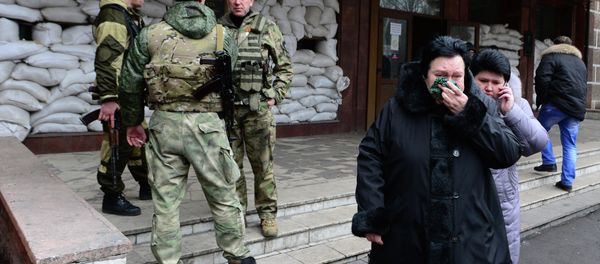Relatives of miners leave the main entrance of the Zasyadko mine in Donetsk after the mine was rocked by an explosion on March 4, 2015 Relatives of miners leave the main entrance of the Zasyadko mine in Donetsk after the mine was rocked by an explosion on March 4, 2015 - Sputnik International