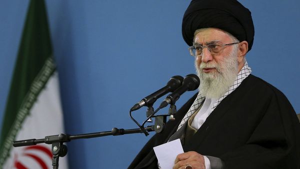 In this photo released by an official website of the office of the Iranian Supreme Leader, Iranian Supreme Leader Ayatollah Ali Khamenei delivers speech during a meeting with air force commanders and officers in Tehran, Iran, Sunday, Feb. 8, 2015 - Sputnik International