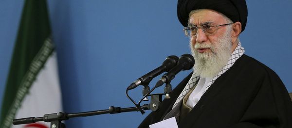 In this photo released by an official website of the office of the Iranian Supreme Leader, Iranian Supreme Leader Ayatollah Ali Khamenei delivers speech during a meeting with air force commanders and officers in Tehran, Iran, Sunday, Feb. 8, 2015 - Sputnik International