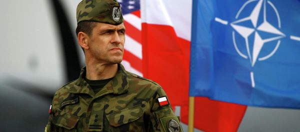 A Polish soldier stands near US and Poland's national flags and a NATO flag in Swidwin, northern west Poland, April 23, 2014 A Polish soldier stands near US and Poland's national flags and a NATO flag in Swidwin, northern west Poland, April 23, 2014 - Sputnik International