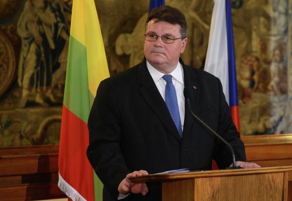 Lithuanian Foreign Minister Linas Linkevicius and his Czech counterpart (not in picture) give a joint press conference - Sputnik International