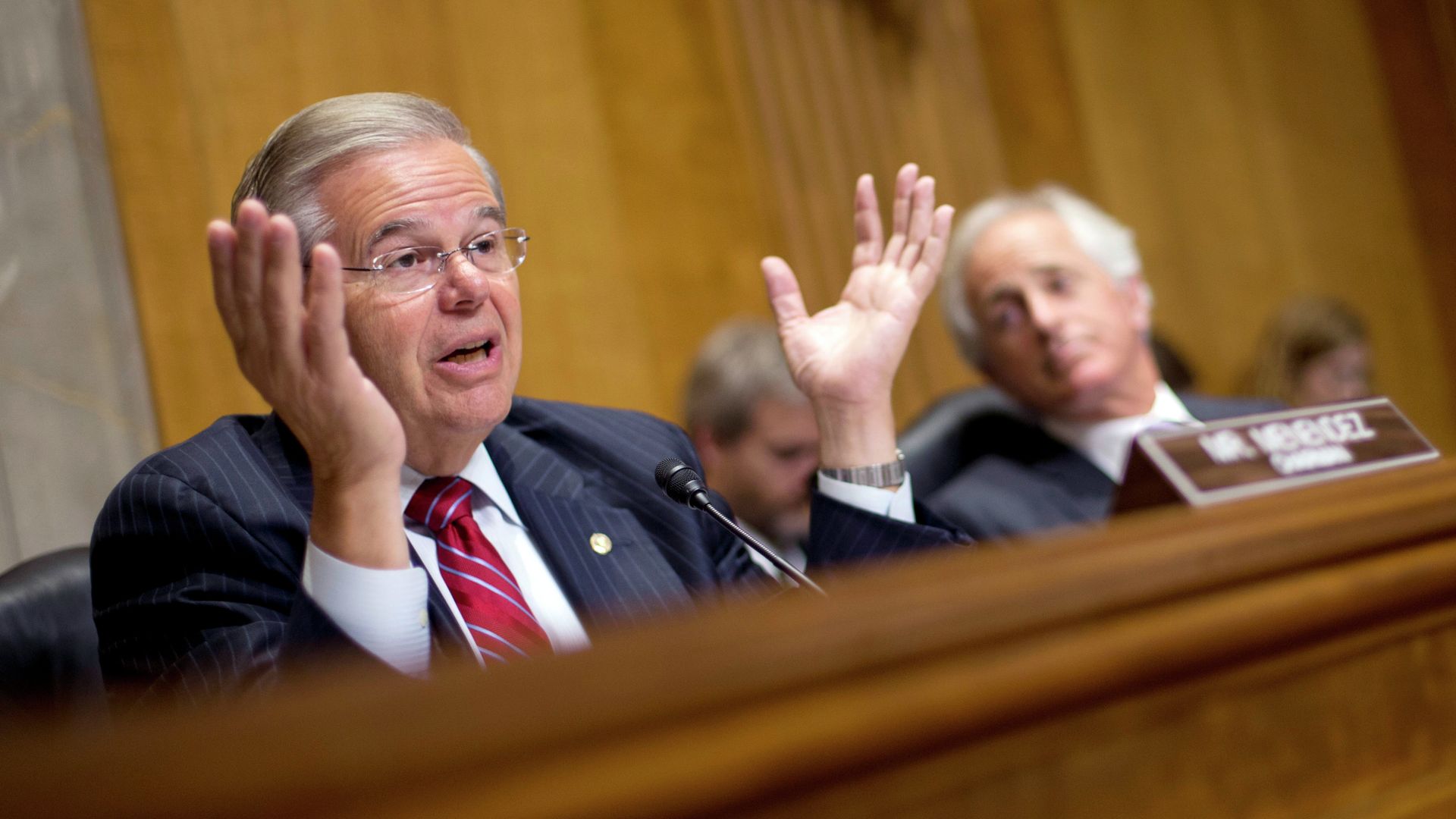 Chairman of the Senate Foreign Relations Committee, Sen. Robert Menendez, D-NJ., left, gestures as he speaks as ranking member Sen. Bob Corker, R-Tenn., sits right, during a hearing on Capitol Hill in Washington, Wednesday, July 9, 2014, to examine Russia and developments in Ukraine. Chairman of the Senate Foreign Relations Committee, Sen. Robert Menendez, D-NJ., left, gestures as he speaks as ranking member Sen. Bob Corker, R-Tenn., sits right, during a hearing on Capitol Hill in Washington, Wednesday, July 9, 2014, to examine Russia and developments in Ukraine. - Sputnik International, 1920, 28.09.2023