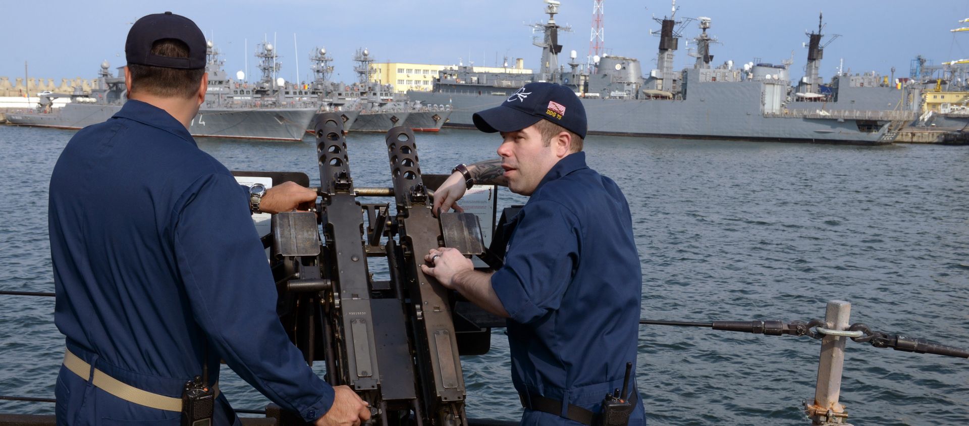 US Navy personnel are pictured aboard the USS Destroyer Donald Cook at the Constanta shipyard in the Romanian Black Sea port of Constanta. File photo  - Sputnik International, 1920, 09.04.2021