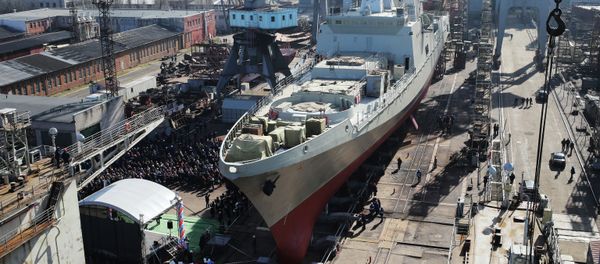 Launch of Admiral Grigorovich frigate into water Launch of Admiral Grigorovich frigate into water - Sputnik International