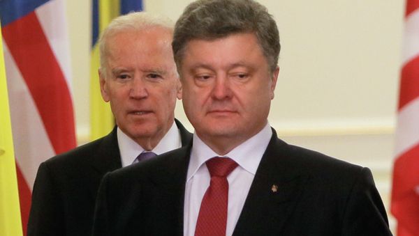 Ukrainian President Petro Poroshenko, right, and US Vice President Joe Biden prior their statement to the media at the Presidential Administration Building in Kiev. File photo Ukrainian President Petro Poroshenko, right, and US Vice President Joe Biden prior their statement to the media at the Presidential Administration Building in Kiev. File photo - Sputnik International