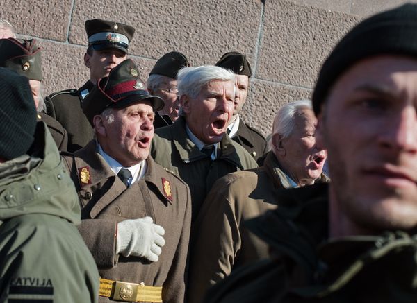 The annual procession commemorating the Latvian Waffen-SS (Schutzstaffel) unit, also known as the Legionnaires, in Riga March 16, 2015. - Sputnik International