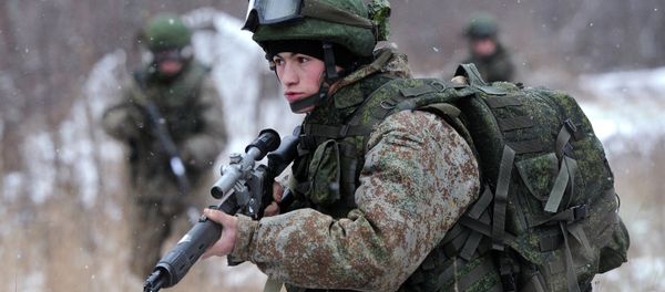A soldier demonstrates the Ratnik Soldier Combat Equipment Set during a military exercise at Alabino range, Moscow Region A soldier demonstrates the Ratnik Soldier Combat Equipment Set during a military exercise at Alabino range, Moscow Region - Sputnik International