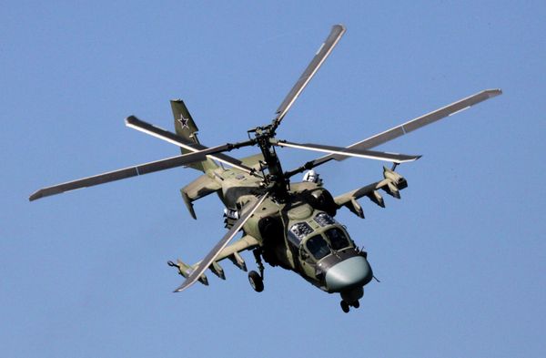 A KA-52 Alligator helicopter in a demo flight during the celebration of the Progress aviation plant's 75th anniversary - Sputnik International