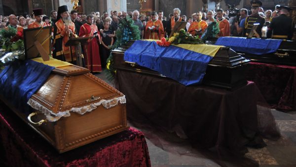 Funerals of Ukrainian servicemen who died in Zelenopolye - Sputnik International