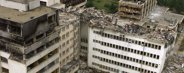 An aerial view taken 15 June 1999 of the Pristina central post office which was destoyed by NATO bombing. An aerial view taken 15 June 1999 of the Pristina central post office which was destoyed by NATO bombing. - Sputnik International