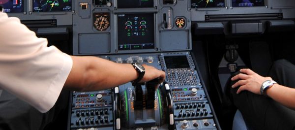 Pilots in the cockpit of an Airbus A320 at Cengkareng airport in Jakarta. File photo - Sputnik International