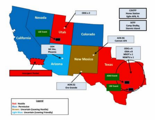 A map for Operation Jade Helm lists Utah and Texas as hostile. A map for Operation Jade Helm lists Utah and Texas as hostile. - Sputnik International