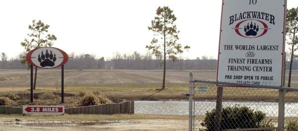 In this Feb. 20,2004 file photo, signs welcome visitors to the private North Carolina-based security company Blackwater USA's headquarters near Moyock, N.C. - Sputnik International