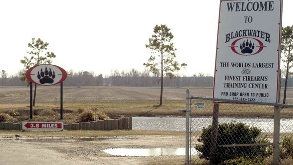 In this Feb. 20,2004 file photo, signs welcome visitors to the private North Carolina-based security company Blackwater USA's headquarters near Moyock, N.C. In this Feb. 20,2004 file photo, signs welcome visitors to the private North Carolina-based security company Blackwater USA's headquarters near Moyock, N.C. - Sputnik International
