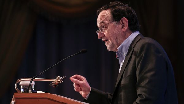 Greece's energy and environment minister Panagiotis Lafazanis addresses Greece's energy and environment minister Panagiotis Lafazanis addresses - Sputnik International