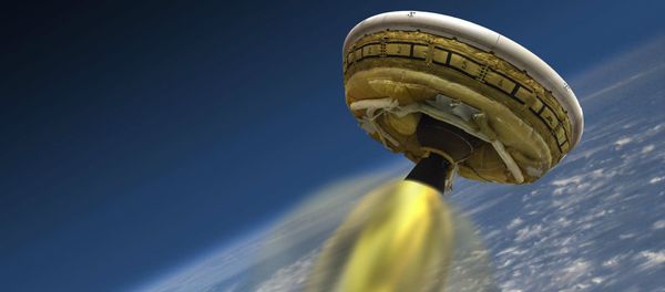 This artist's concept shows the test vehicle for NASA's Low-Density Supersonic Decelerator (LDSD), designed to test landing technologies for future Mars missions. - Sputnik International
