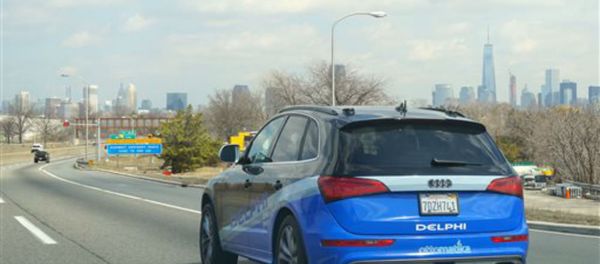 The Delphi Corp. autonomous car approaches New York City, its final destination of a 3,400-mile road trip across the United States. The Delphi Corp. autonomous car approaches New York City, its final destination of a 3,400-mile road trip across the United States. - Sputnik International