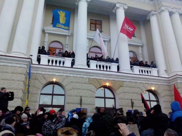 Euromaydan in Khmelnitsky. January 24, 2014. The protesters, who occupied Khmelnytsky Regional Council Euromaydan in Khmelnitsky. January 24, 2014. The protesters, who occupied Khmelnytsky Regional Council - Sputnik International