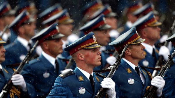 Serbian army Honor Guard members march during a military parade in Belgrade, Serbia, Thursday, Oct. 16, 2014 Serbian army Honor Guard members march during a military parade in Belgrade, Serbia, Thursday, Oct. 16, 2014 - Sputnik International