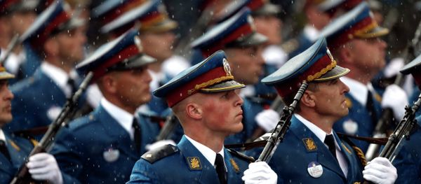 Serbian army Honor Guard members march during a military parade in Belgrade, Serbia, Thursday, Oct. 16, 2014 Serbian army Honor Guard members march during a military parade in Belgrade, Serbia, Thursday, Oct. 16, 2014 - Sputnik International