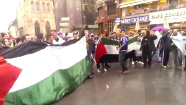 Bosnian fans meet a group of pro-Palestine demonstrators and after Free Palestine soon start chanting Ubij, ubij Židove (Kill, kill the Jews!) in Vienna's central square (Stephansplatz) a few hours before the international friendly Austria - Bosnia&Herzegovina. Bosnian fans meet a group of pro-Palestine demonstrators and after Free Palestine soon start chanting Ubij, ubij Židove (Kill, kill the Jews!) in Vienna's central square (Stephansplatz) a few hours before the international friendly Austria - Bosnia&Herzegovina. - Sputnik International