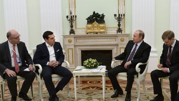 President Vladimir Putin meets with Prime Minister of Greece Alexis Tsipras President Vladimir Putin meets with Prime Minister of Greece Alexis Tsipras - Sputnik International