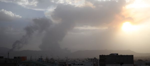 Smoke billows at a military site after it was hit by an air strike at the Faj Attan mountain of Sanaa - Sputnik International