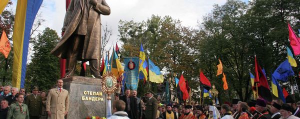Unveiling a monument to Stepan Bandera in Lviv Unveiling a monument to Stepan Bandera in Lviv - Sputnik International