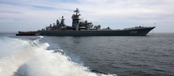 The heavy nuclear-powered GM cruiser Peter the Great of the Arctic fleet seen in the Pacific fleet vessels' sortie for combat training. The heavy nuclear-powered GM cruiser Peter the Great of the Arctic fleet seen in the Pacific fleet vessels' sortie for combat training. - Sputnik International