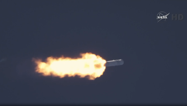 This screenshot shows the SpaceX unmanned Falcon 9 rocket shortly after it was launched from Florida’s Cape Canaveral on Tuesday. This screenshot shows the SpaceX unmanned Falcon 9 rocket shortly after it was launched from Florida’s Cape Canaveral on Tuesday. - Sputnik International