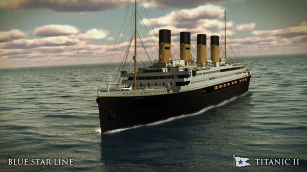 In this rendering provided by Blue Star Line, the Titanic II is shown cruising at sea. The ship, which Australian billionaire Clive Palmer is planning to build in China, is scheduled to sail in 2016 In this rendering provided by Blue Star Line, the Titanic II is shown cruising at sea. The ship, which Australian billionaire Clive Palmer is planning to build in China, is scheduled to sail in 2016 - Sputnik International