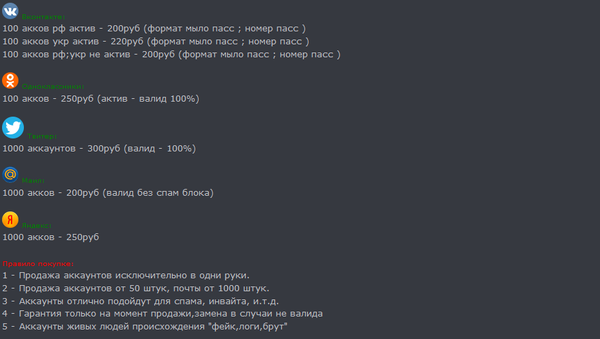 A listing on an online marketplace which offers 1,000 Twitter accounts for 300 rubles, or about $0.06 per account. The listing also offers email addresses and social media accounts in Russia and Ukraine. A listing on an online marketplace which offers 1,000 Twitter accounts for 300 rubles, or about $0.06 per account. The listing also offers email addresses and social media accounts in Russia and Ukraine. - Sputnik International