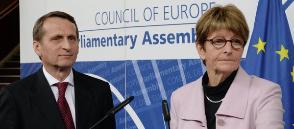Russian State Duma Speaker Sergey Naryshkin and PACE President Anne Brasseur - Sputnik International