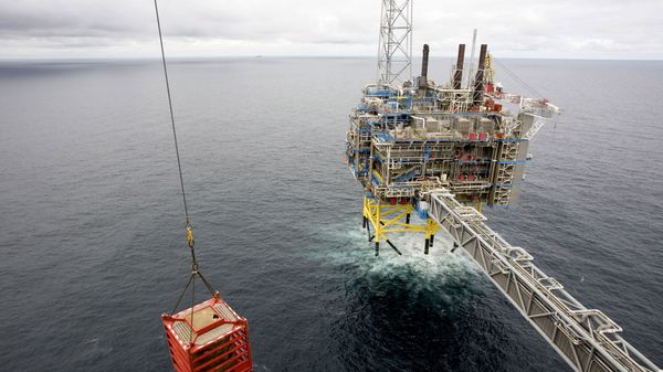 A container is lifted by a crane on May 15, 2008 on the Sleipner gas platform, some 250 kms off Norway's coast in the North Sea A container is lifted by a crane on May 15, 2008 on the Sleipner gas platform, some 250 kms off Norway's coast in the North Sea - Sputnik International