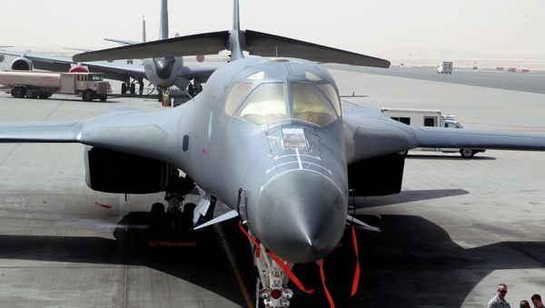 In this photo taken on March 9, 2015, a B-1 bomber is seen at the al-Udeid Air Base in Doha, Qatar - Sputnik International