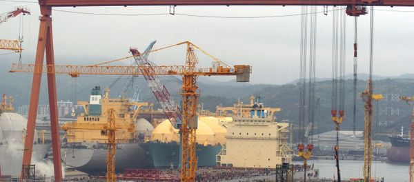 A file picture taken on May 6, 2005 shows a view of Hyundai Heavy Industries shipyard in Ulsan A file picture taken on May 6, 2005 shows a view of Hyundai Heavy Industries shipyard in Ulsan - Sputnik International