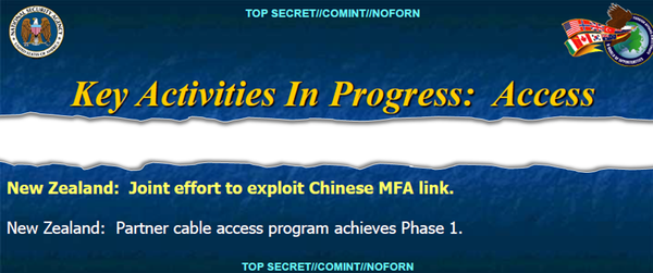 The secret report leaked by Edward Snowden reveals that New Zealand's intelligence services identified an MFA data link between the Chinese consulate and Chinese Visa Office in Auckland, which they verbally agreed to move forward and take action on. The secret report leaked by Edward Snowden reveals that New Zealand's intelligence services identified an MFA data link between the Chinese consulate and Chinese Visa Office in Auckland, which they verbally agreed to move forward and take action on. - Sputnik International