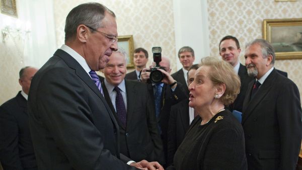 Russian Foreign Minister Sergei Lavrov meets with Madeleine Albright Russian Foreign Minister Sergei Lavrov meets with Madeleine Albright - Sputnik International