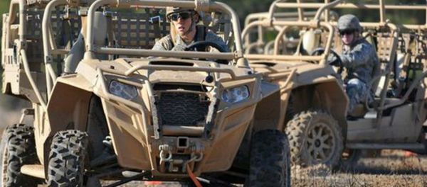 US Army paratroopers drive Light Tactical All Terrain Vehicles (LTATV) through a familiarization course on Fort Bragg, North Carolina. - Sputnik International