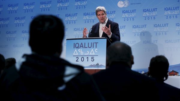 U.S. Secretary of State John Kerry speaks during a news conference at the Arctic Council ministerial meeting in Iqaluit, Nunavut U.S. Secretary of State John Kerry speaks during a news conference at the Arctic Council ministerial meeting in Iqaluit, Nunavut - Sputnik International