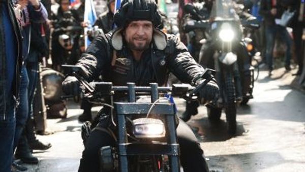 The leader of the Russian motorcycling club Night Wolves, Alexander Zaldostanov during the Night Wolves' road trip devoted to the 70th anniversary of the Soviet Union's victory over Nazi Germany in World War II - Sputnik International
